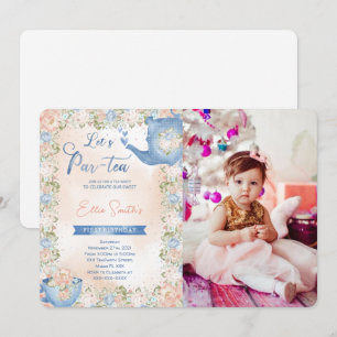 Invitación de foto de fiesta de té editable