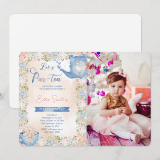 Invitación de foto de fiesta de té editable