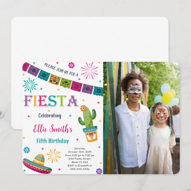 Invitación de foto de fiesta editable (Anverso / Reverso)