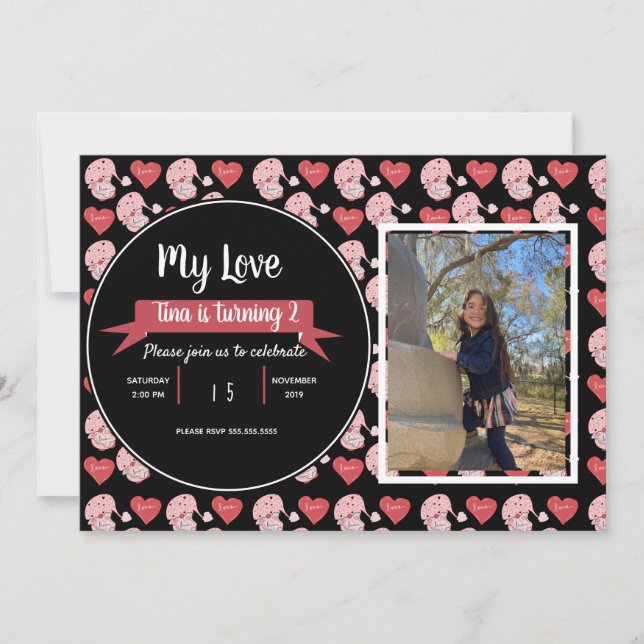 Invitación de foto de fiesta para niños de San Val (Anverso)