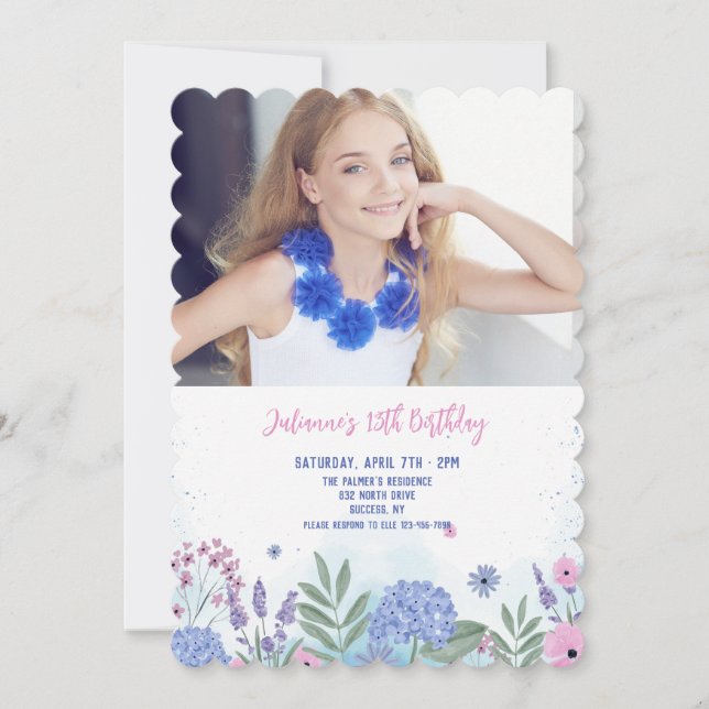 Invitación de Foto de Flores de Jardín (Anverso)