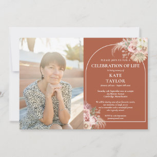 Invitación de foto de funeral de celebración de vi