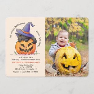 Invitación de foto de gatito de Halloween