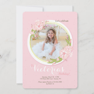 Invitación de Foto de Gloria de la Mañana Rosa