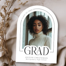 Invitación de foto de grado mínimo de color blanco