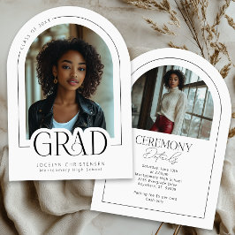 Invitación de foto de grado mínimo de color blanco