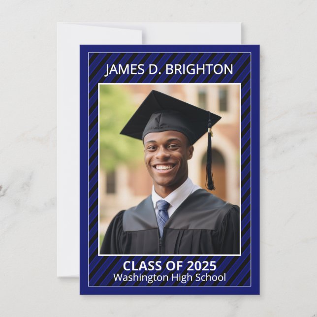 Invitación de foto de graduación azul (Anverso)