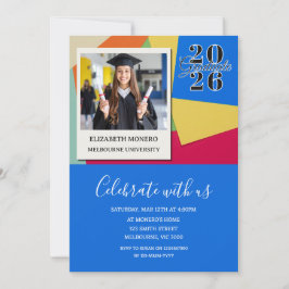 Invitación de foto de graduación colorida y audaz