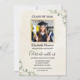 Invitación de Foto de Graduación con Estilo Pergam