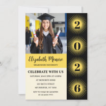 Invitación de foto de graduación con explosión sol