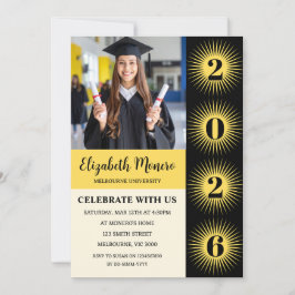 Invitación de foto de graduación con explosión sol