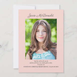 Invitación de foto de graduación cristiana rosada