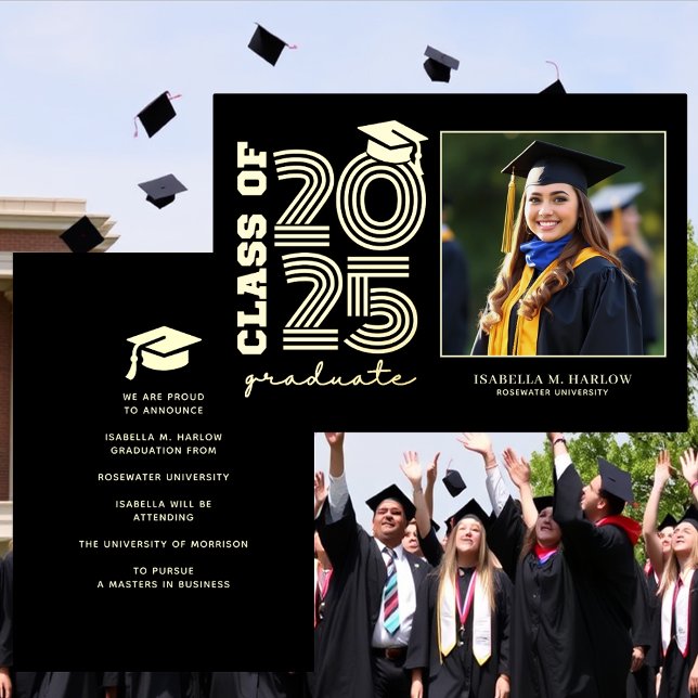 Invitación de foto de graduación de Black Gold Col (Subido por el creador)