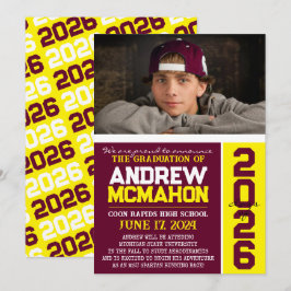 Invitación de foto de graduación de Borgoña y Amar