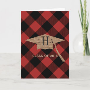 Invitación de foto de graduación de Burlap con rel