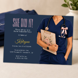 Invitación de Foto de Graduación de Enfermera Coqu