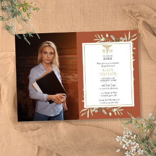 Invitación de foto de graduación de enfermería RN 