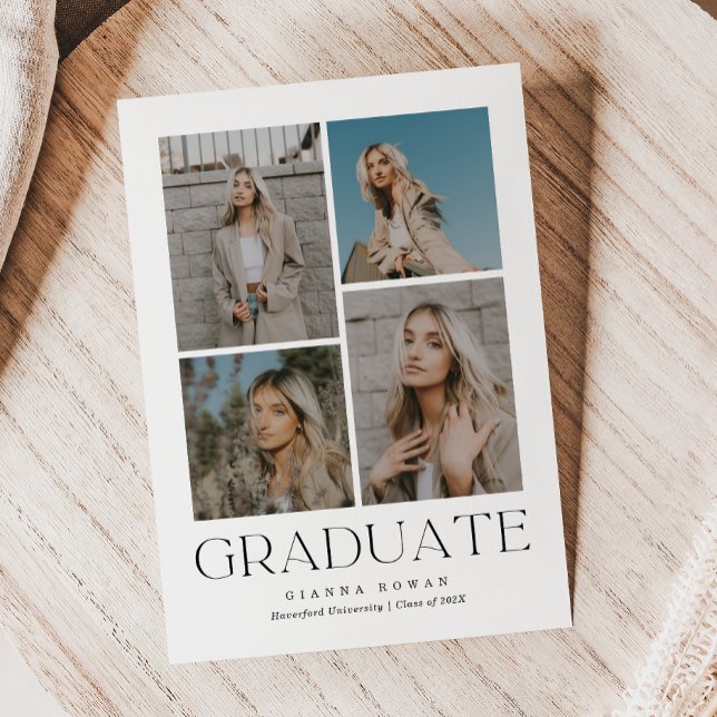 Invitación de foto de graduación de grado de grado (Graduate Prestige Graduation Photo Announcement | Green Accent)