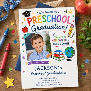 Invitación de foto de graduación de preescolar