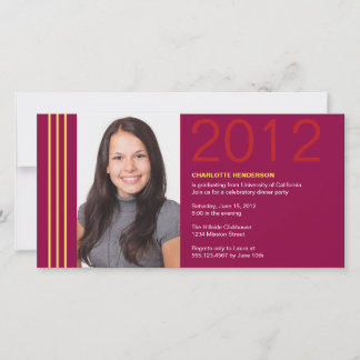 Invitación de foto de graduación de rayas rojas in
