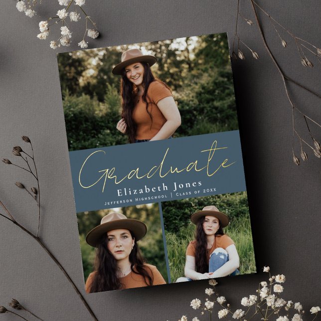 Invitación de foto de graduación de Relieve metali (Subido por el creador)