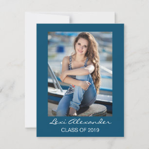 Invitación de foto de graduación en azul marino mo