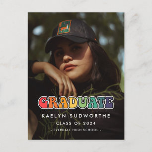 Invitación de foto de graduación hippie de los año