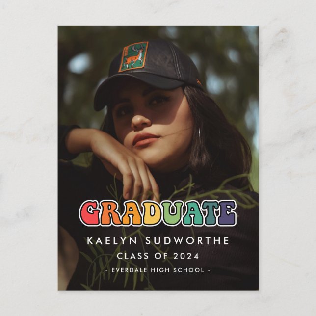 Invitación de foto de graduación hippie de los año (Anverso)