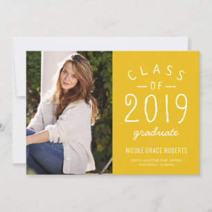 Invitación de foto de graduación manuscrita amaril