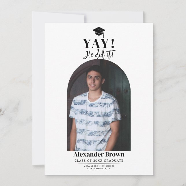 Invitación de foto de graduación mínima moderna (Anverso)