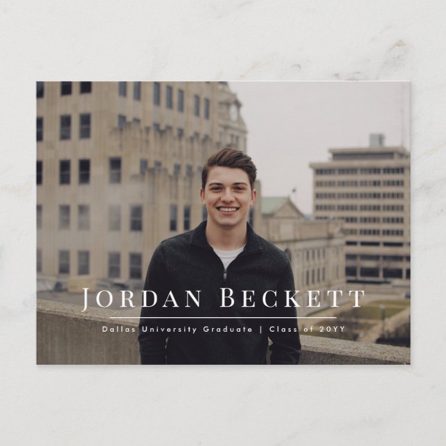 Invitación de foto de graduación minimalista (Anverso)