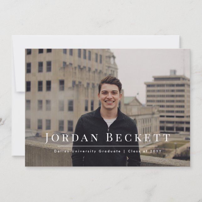 Invitación de foto de graduación minimalista (Anverso)