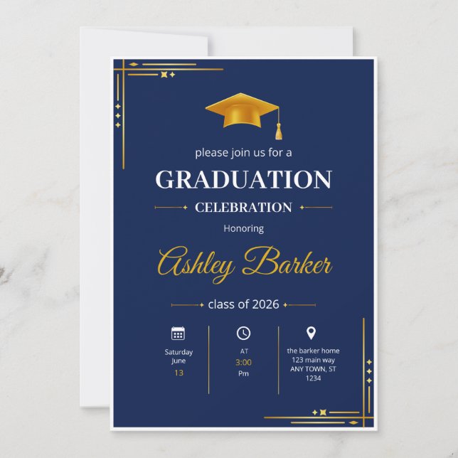 Invitación de foto de graduación moderna (Anverso)