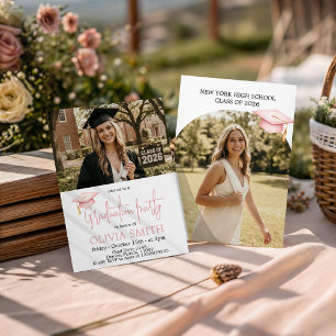 Invitación de foto de graduación Pink Coquette