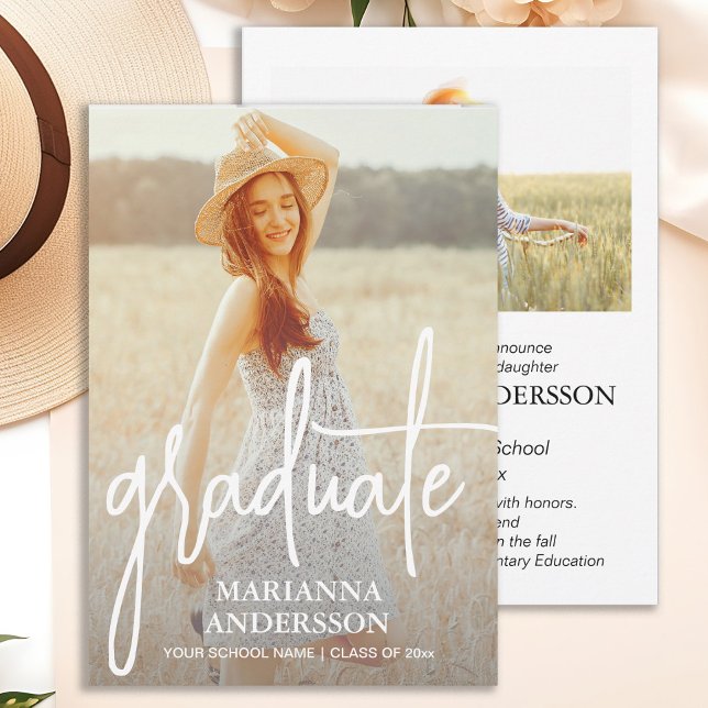 Invitación de foto de graduación por superposición (Graduation photo announcement card)
