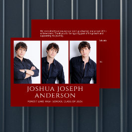 Invitación de foto de graduación roja refinada