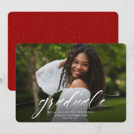 Invitación de foto de graduación roja simple