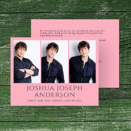 Invitación de foto de graduación rosada refinada