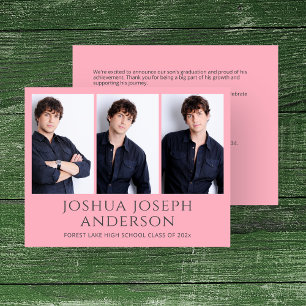 Invitación de foto de graduación rosada refinada