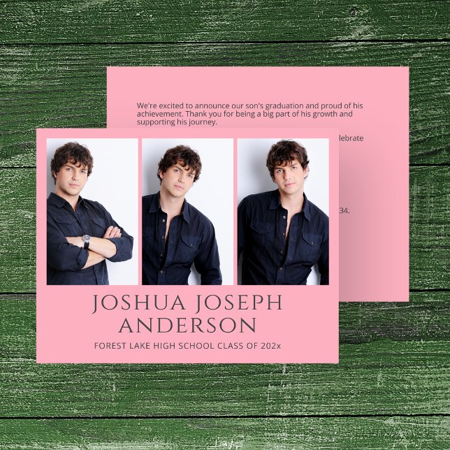 Invitación de foto de graduación rosada refinada (Subido por el creador)