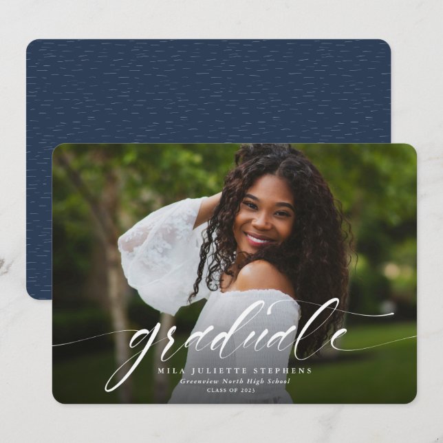 Invitación de foto de graduación simple (Anverso / Reverso)