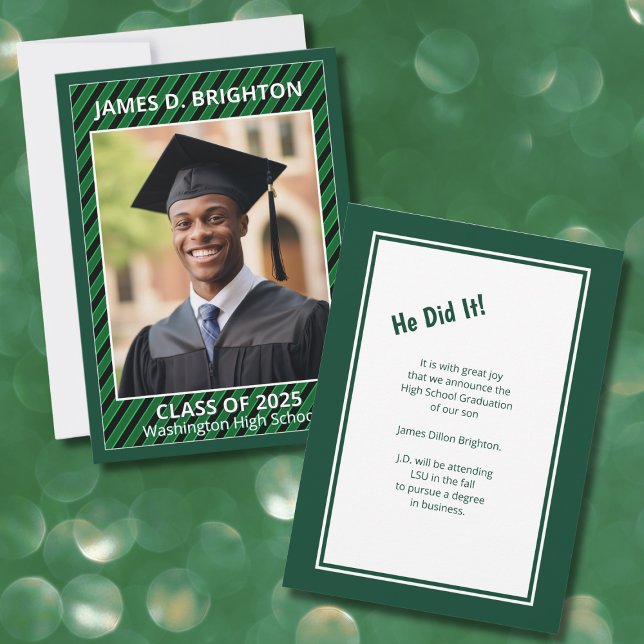 Invitación de foto de graduación verde (Subido por el creador)