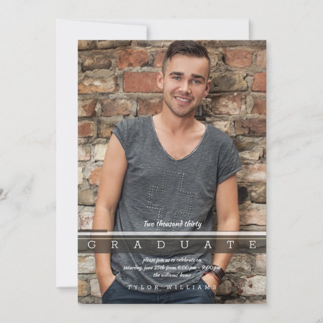 Invitación de Foto de Graduado Moderno (Anverso)