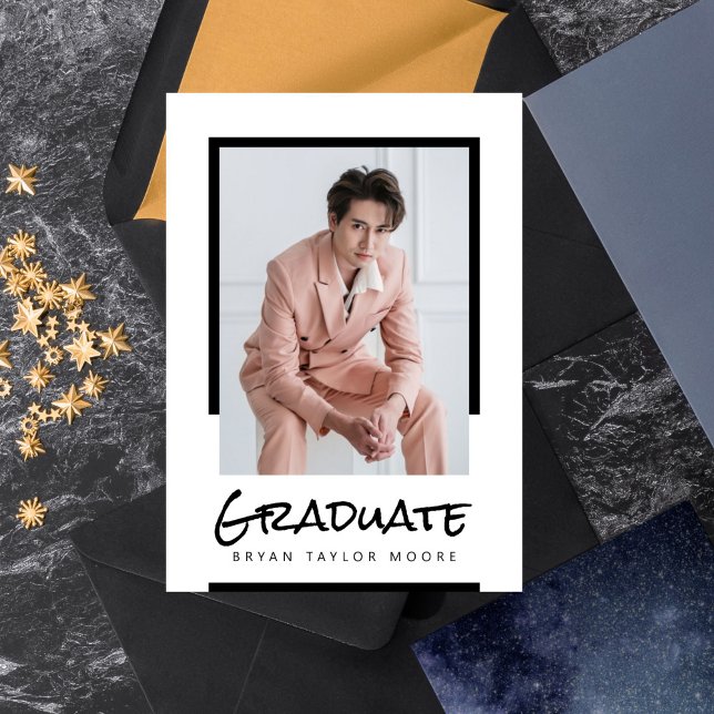 Invitación de foto de graduados de bloques moderno (Subido por el creador)