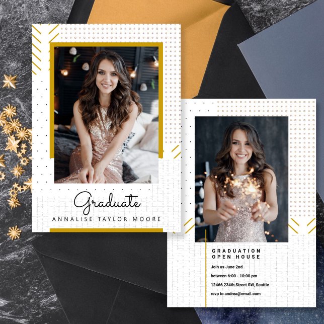Invitación de foto de graduados de textura moderna (Subido por el creador)