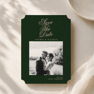 Invitación de Foto de Guarda la Fecha Verde Esmera
