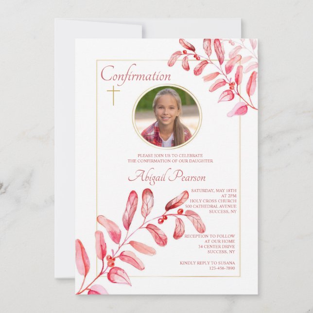 Invitación de Foto de Hojas Pintadas (Anverso)