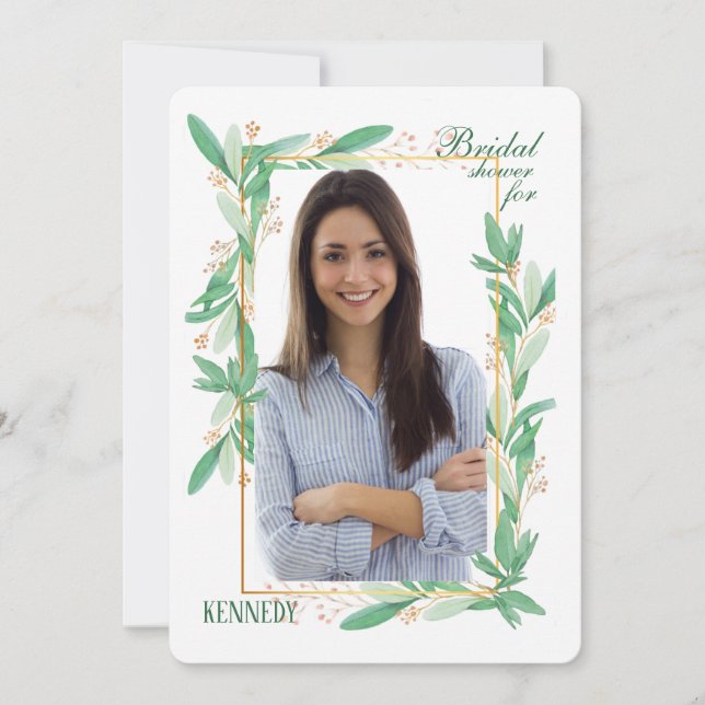 Invitación de Foto de Hojas Verdes (Anverso)