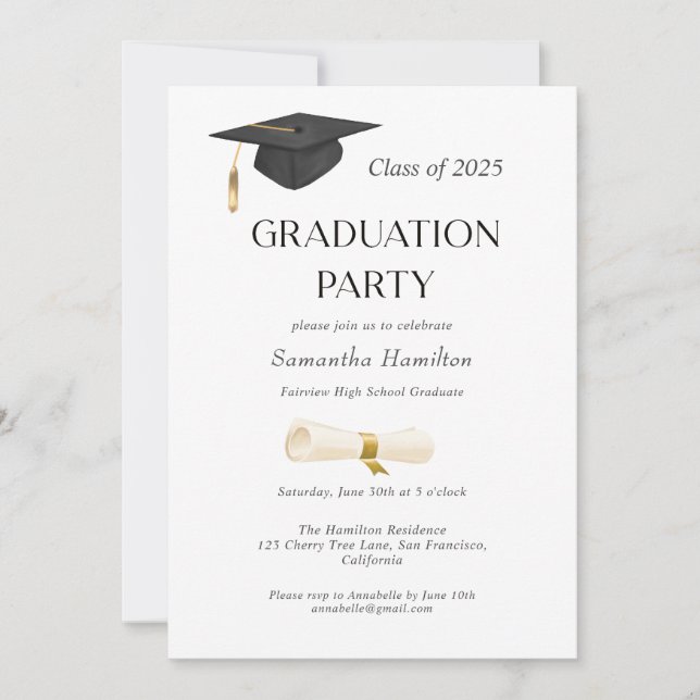 Invitación de foto de la fiesta de graduación Dipl (Anverso)