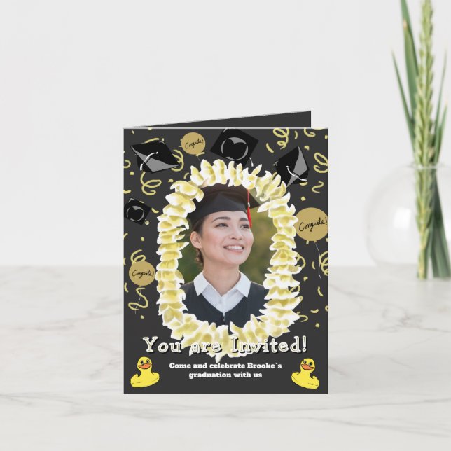 Invitación de foto de lei para fiesta de graduació (Anverso)